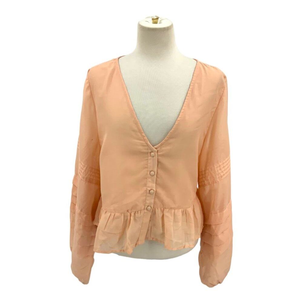 Asos Design Peach Button Through Pleated Sleeve T… - image 4